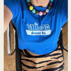 H&M Cream and Black Zebra Print Mini Skirt size 10